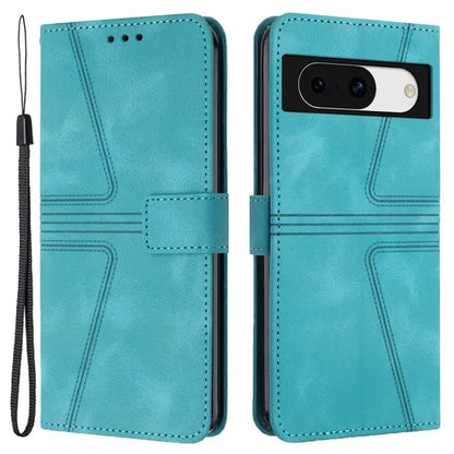 For Google Pixel 8a Case Triangle Imprinted PU Leather Solid Color Phone Cover