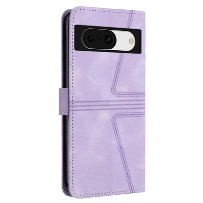 For Google Pixel 8a Case Triangle Imprinted PU Leather Solid Color Phone Cover