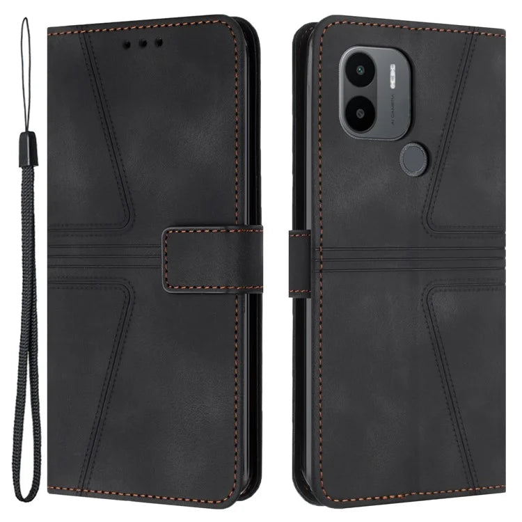For Xiaomi Redmi A1+ 4G Case PU Leather Wallet Stand Cover Triangle Imprinted