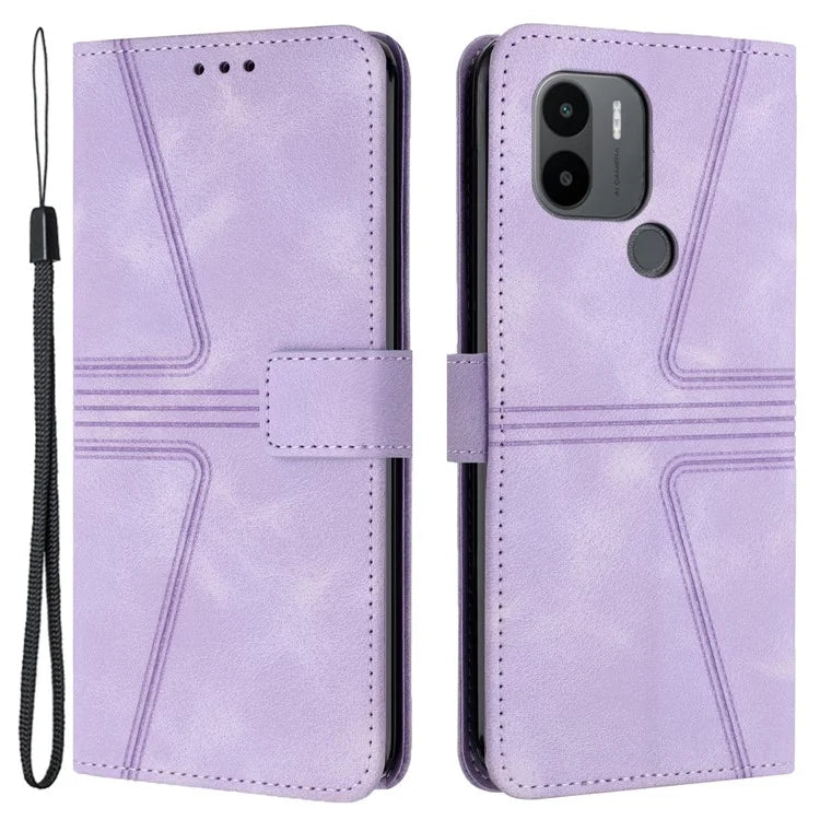 For Xiaomi Redmi A1+ 4G Case PU Leather Wallet Stand Cover Triangle Imprinted