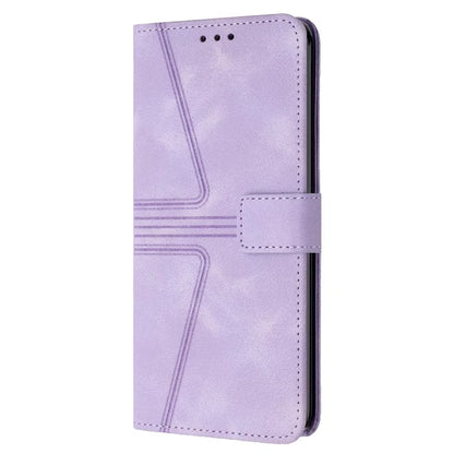 For Samsung Galaxy S23+ Leather Case Triangle Imprinted Solid Color Phone Cover