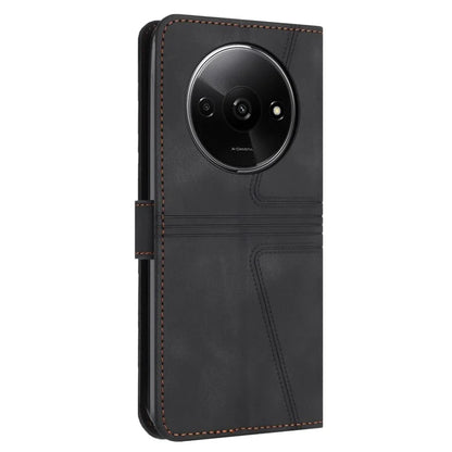 For Xiaomi Redmi A3 / Poco C61 4G Leather Case Triangle Imprinted Stand Phone Cover