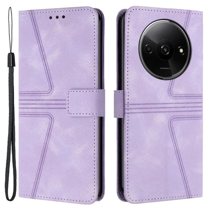 For Xiaomi Redmi A3 / Poco C61 4G Leather Case Triangle Imprinted Stand Phone Cover