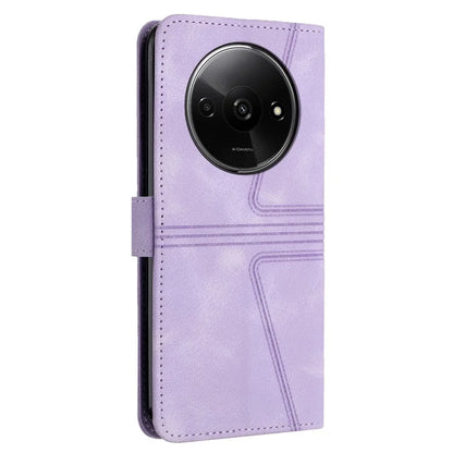 For Xiaomi Redmi A3 / Poco C61 4G Leather Case Triangle Imprinted Stand Phone Cover