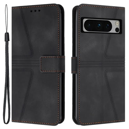 For Google Pixel 8 Pro Leather Case Triangle Imprinted Solid Color Phone Cover