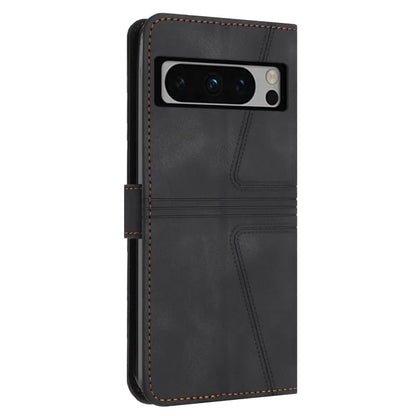 For Google Pixel 8 Pro Leather Case Triangle Imprinted Solid Color Phone Cover