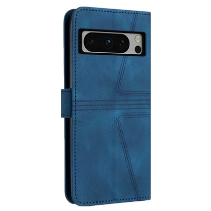 For Google Pixel 8 Pro Leather Case Triangle Imprinted Solid Color Phone Cover