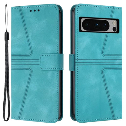 For Google Pixel 8 Pro Leather Case Triangle Imprinted Solid Color Phone Cover