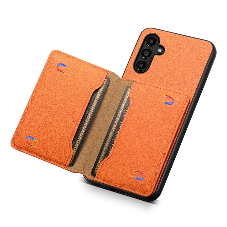For Samsung Galaxy A14 5G / 4G Case Card Slots Leather Coated Hybrid PC+TPU Cover
