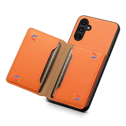For Samsung Galaxy A14 5G / 4G Case Card Slots Leather Coated Hybrid PC+TPU Cover