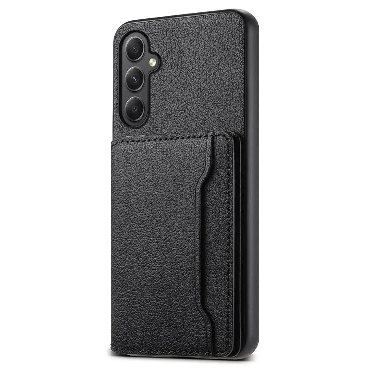For Samsung Galaxy A35 5G Phone Case Kickstand Card Slots Leather+PC+TPU Hybrid Cover