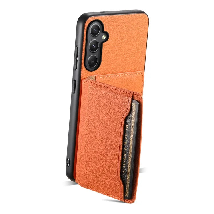 For Samsung Galaxy A35 5G Phone Case Kickstand Card Slots Leather+PC+TPU Hybrid Cover