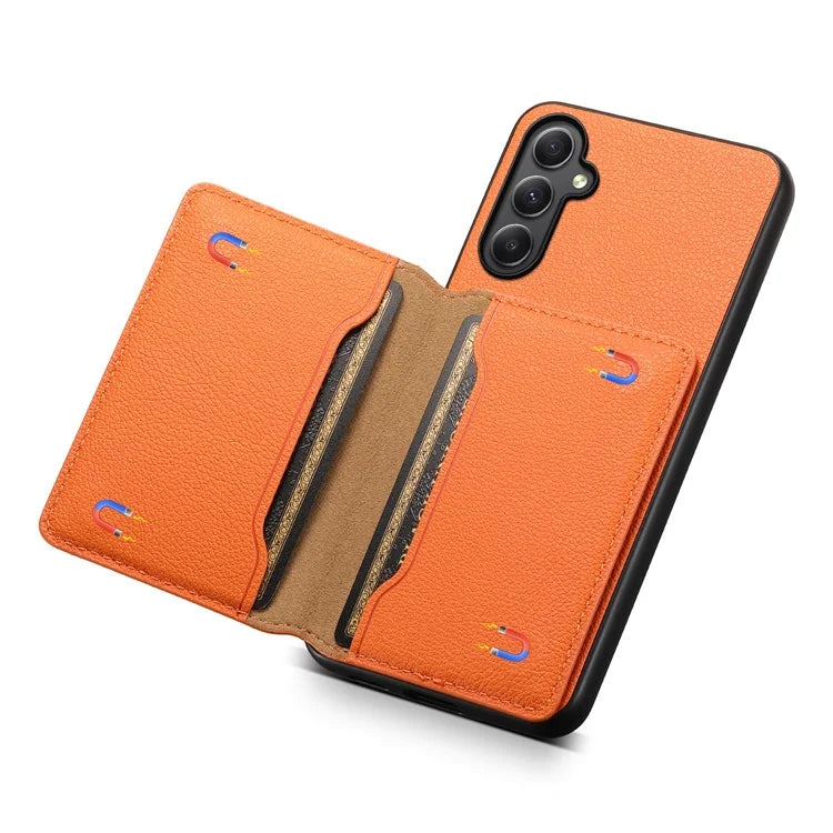 For Samsung Galaxy A35 5G Phone Case Kickstand Card Slots Leather+PC+TPU Hybrid Cover