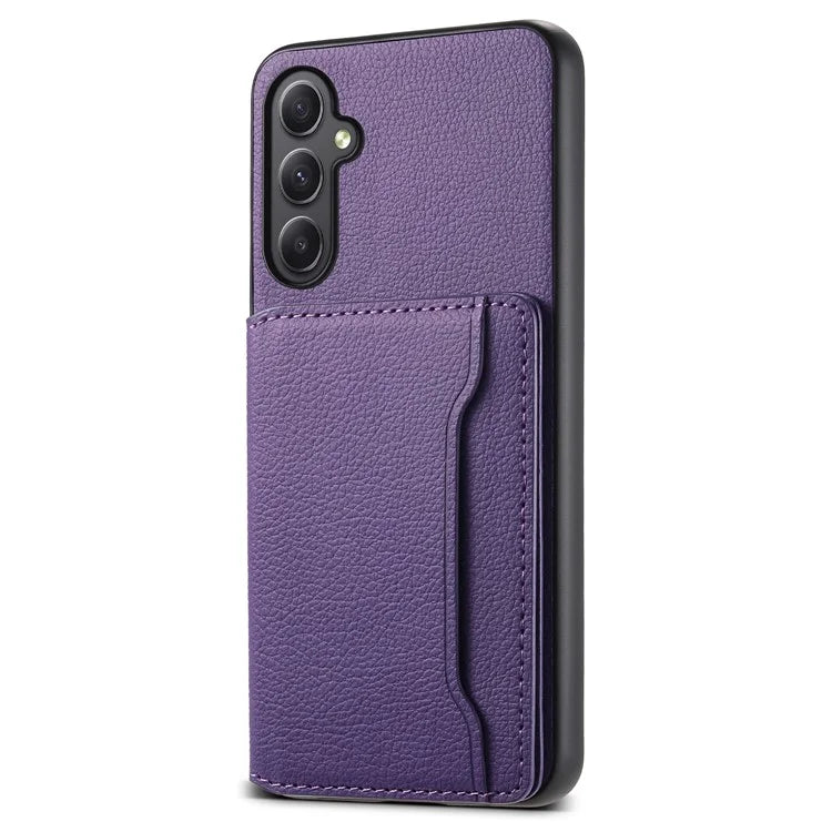 For Samsung Galaxy A35 5G Phone Case Kickstand Card Slots Leather+PC+TPU Hybrid Cover