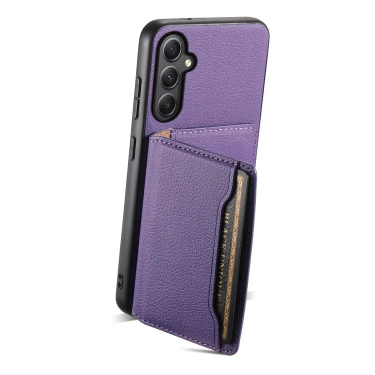 For Samsung Galaxy A35 5G Phone Case Kickstand Card Slots Leather+PC+TPU Hybrid Cover