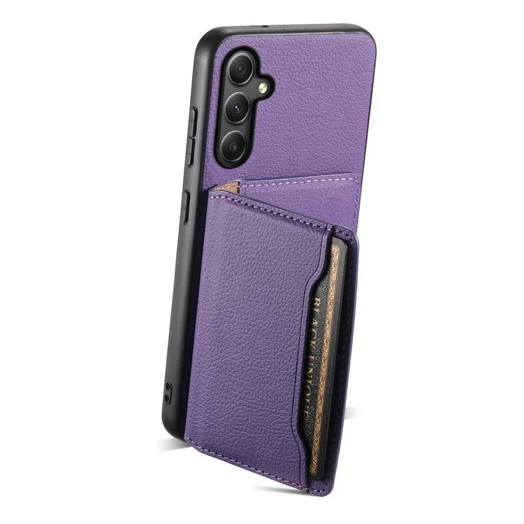 For Samsung Galaxy S23 FE Case Calf Texture Leather Coating Phone Cover with Card Slots
