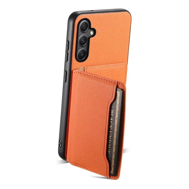 For Samsung Galaxy S23 FE Case Calf Texture Leather Coating Phone Cover with Card Slots