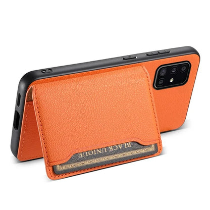 For Samsung Galaxy A51 4G SM-A515 Case Card Holder Leather+PC+TPU Phone Kickstand Cover
