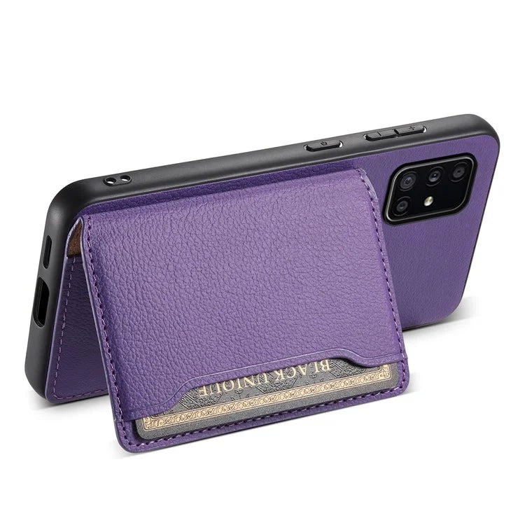 For Samsung Galaxy A51 4G SM-A515 Case Card Holder Leather+PC+TPU Phone Kickstand Cover