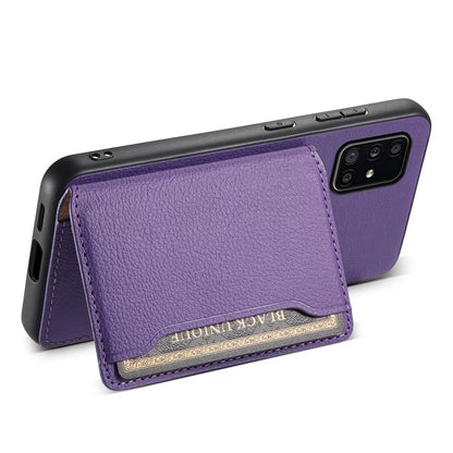 For Samsung Galaxy A51 4G SM-A515 Case Card Holder Leather+PC+TPU Phone Kickstand Cover