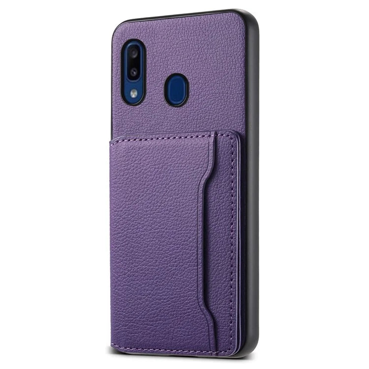 For Samsung Galaxy A20 / A30 Kickstand Case TPU+PC+PU Phone Cover with Card Slots