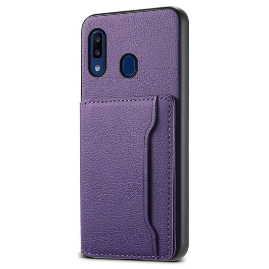 For Samsung Galaxy A20 / A30 Kickstand Case TPU+PC+PU Phone Cover with Card Slots