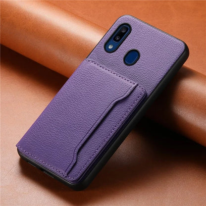 For Samsung Galaxy A20 / A30 Kickstand Case TPU+PC+PU Phone Cover with Card Slots
