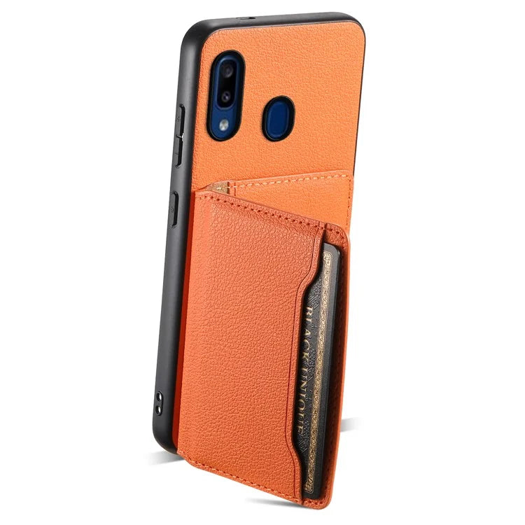 For Samsung Galaxy A20 / A30 Kickstand Case TPU+PC+PU Phone Cover with Card Slots