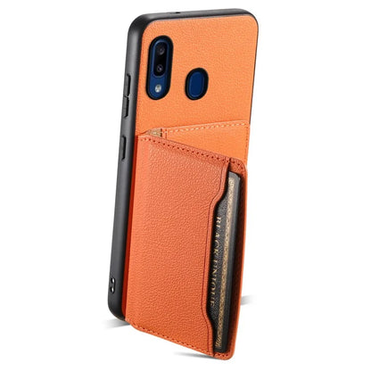 For Samsung Galaxy A20 / A30 Kickstand Case TPU+PC+PU Phone Cover with Card Slots