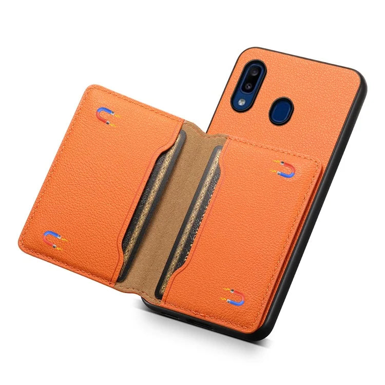 For Samsung Galaxy A20 / A30 Kickstand Case TPU+PC+PU Phone Cover with Card Slots