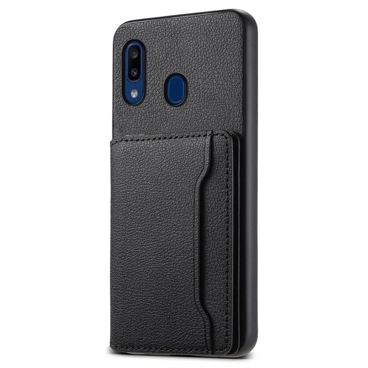 For Samsung Galaxy A20 / A30 Kickstand Case TPU+PC+PU Phone Cover with Card Slots