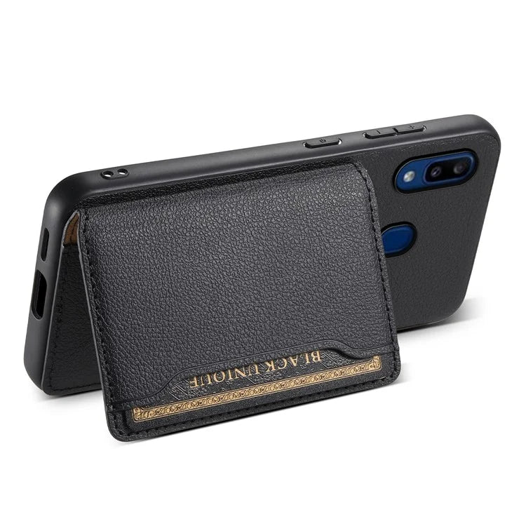 For Samsung Galaxy A20 / A30 Kickstand Case TPU+PC+PU Phone Cover with Card Slots