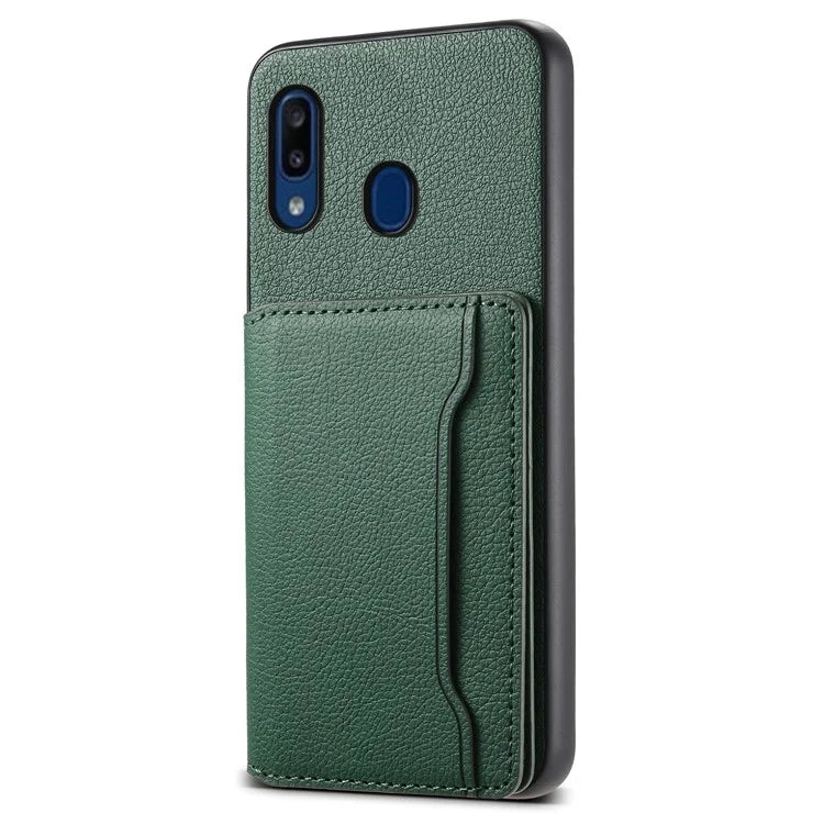For Samsung Galaxy A20 / A30 Kickstand Case TPU+PC+PU Phone Cover with Card Slots