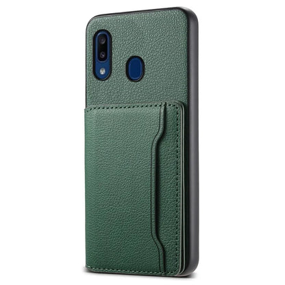 For Samsung Galaxy A20 / A30 Kickstand Case TPU+PC+PU Phone Cover with Card Slots
