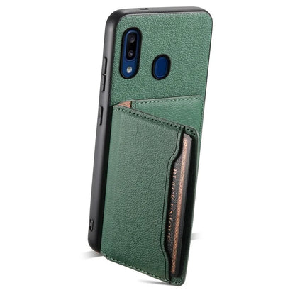 For Samsung Galaxy A20 / A30 Kickstand Case TPU+PC+PU Phone Cover with Card Slots