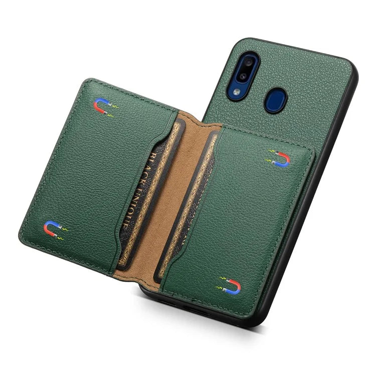 For Samsung Galaxy A20 / A30 Kickstand Case TPU+PC+PU Phone Cover with Card Slots