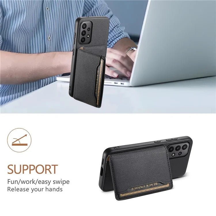 For Samsung Galaxy A23 4G / A23 5G (Global Version) Case Calf Texture Kickstand Smart Phone Cover