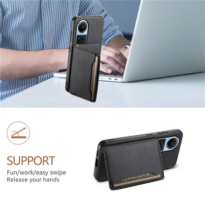 For Oppo Reno10 5G (Global) Case Phone Protective Cover Calf Texture Card Slots Shell