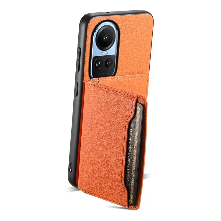 For Oppo Reno10 5G (Global) Case Phone Protective Cover Calf Texture Card Slots Shell