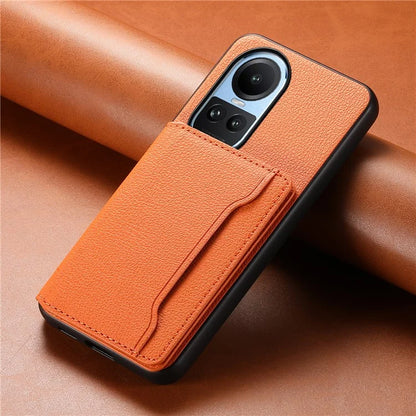 For Oppo Reno10 5G (Global) Case Phone Protective Cover Calf Texture Card Slots Shell