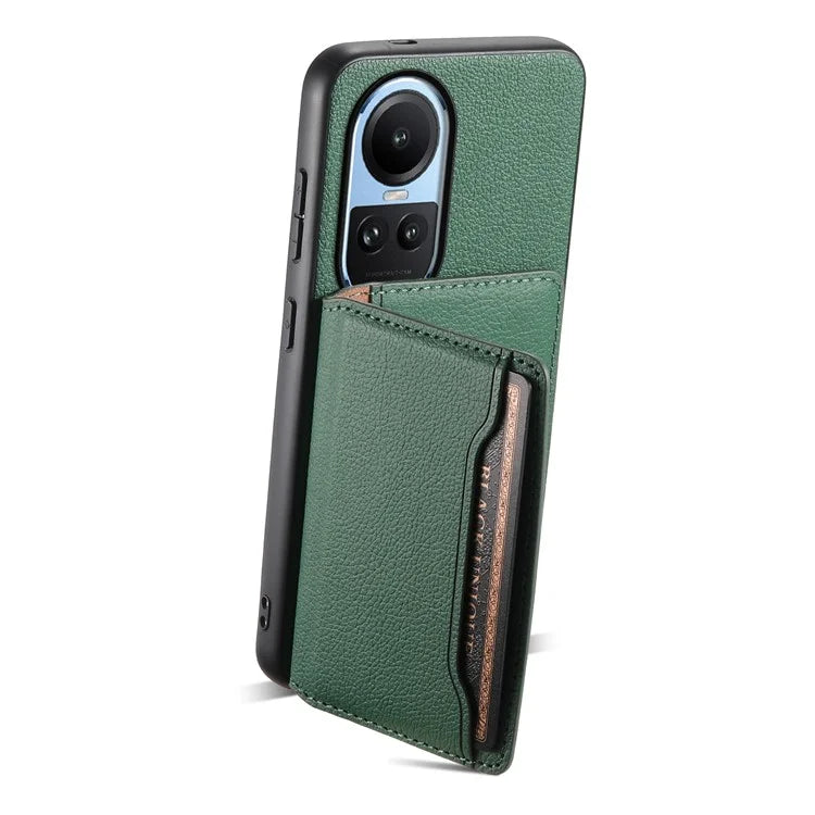 For Oppo Reno10 5G (Global) Case Phone Protective Cover Calf Texture Card Slots Shell