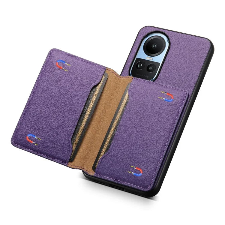 For Oppo Reno10 5G (Global) Case Phone Protective Cover Calf Texture Card Slots Shell