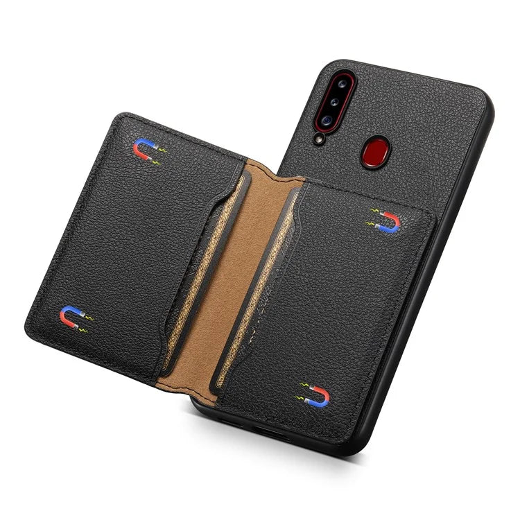 For Samsung Galaxy A20s Phone Case Card Slots Kickstand Phone Cover Calf Texture