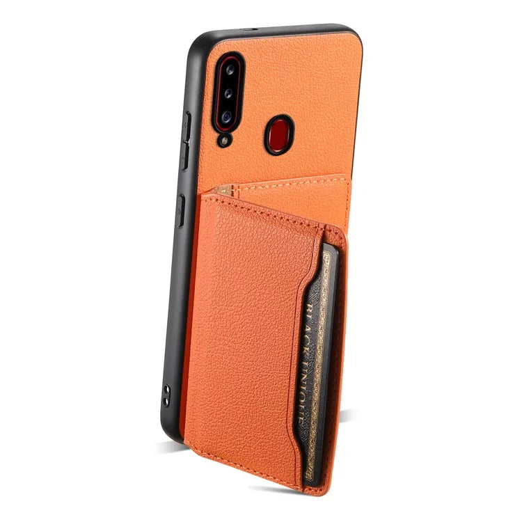 For Samsung Galaxy A20s Phone Case Card Slots Kickstand Phone Cover Calf Texture