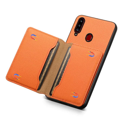 For Samsung Galaxy A20s Phone Case Card Slots Kickstand Phone Cover Calf Texture