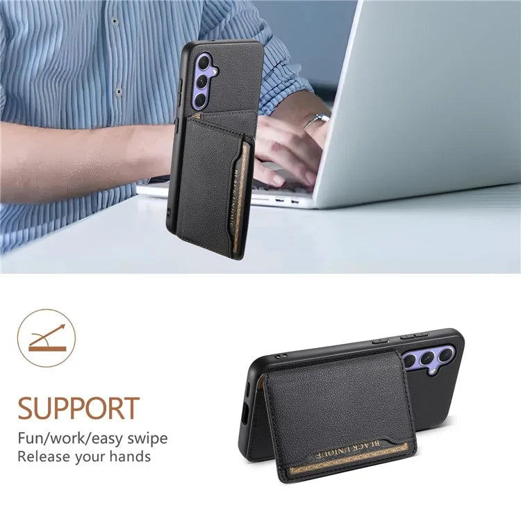 For Samsung Galaxy A54 5G Shockproof Case Card Slots TPU+PC+PU Kickstand Phone Cover