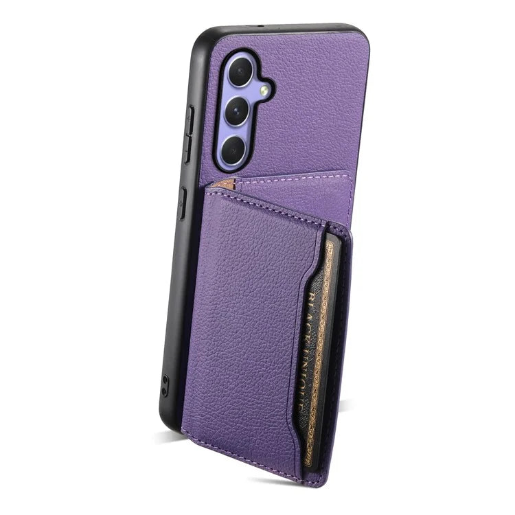 For Samsung Galaxy A54 5G Shockproof Case Card Slots TPU+PC+PU Kickstand Phone Cover