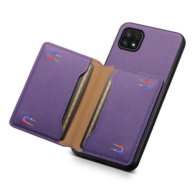 For Samsung Galaxy A22 5G (EU Version) Phone Case Calf Texture Card Slots Leather Back Cover