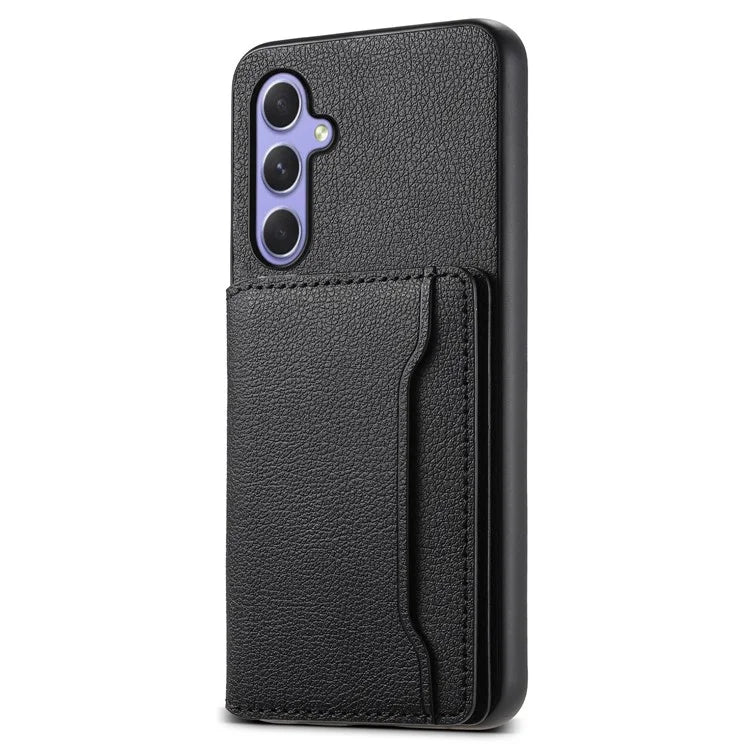 For Samsung Galaxy A55 5G Case PU Leather Coated PC+TPU Cover with Card Slots Kickstand