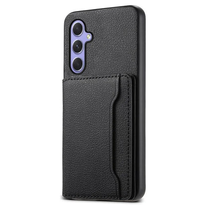 For Samsung Galaxy A55 5G Case PU Leather Coated PC+TPU Cover with Card Slots Kickstand